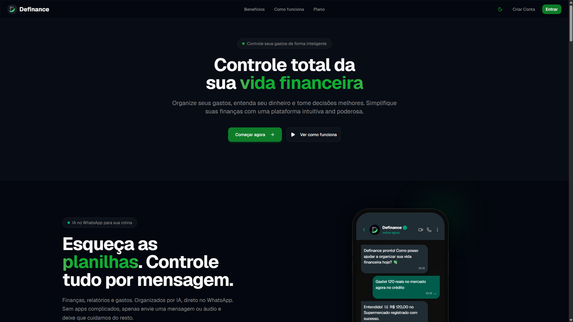 Tela de proposta comercial do Definance